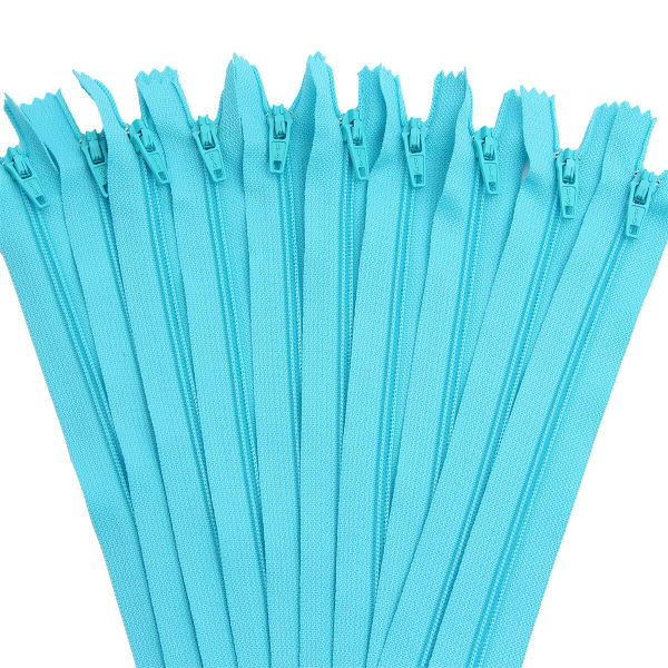 Молния спираль (витая) брючная Т3 (3 мм) 1 зам., н/раз., 20 см, автомат, голуб, 30116, 10 шт