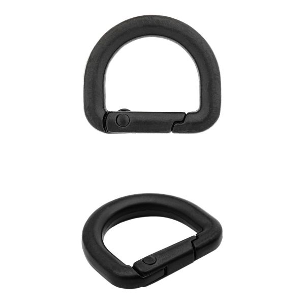 Карабин металл полукольцо 15 мм, черный матовый, MB_2232, 6 шт