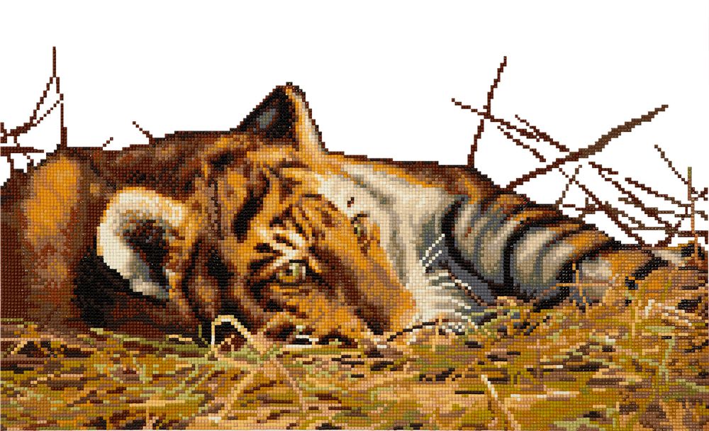 Алмазная (кристальная) мозаика Фрея, Тигренок, 50х30 см