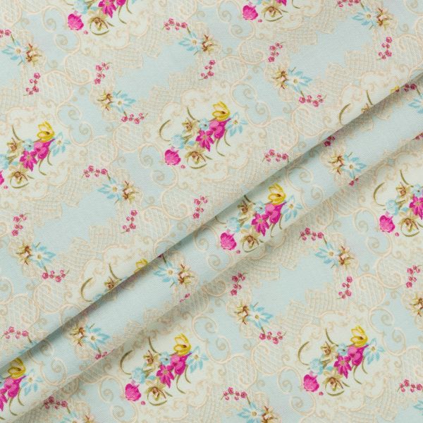 Ткань для пэчворка Peppy Весенний этюд, рулон 112 см / 5 метров, ВЭ-08 голубой, Peppy