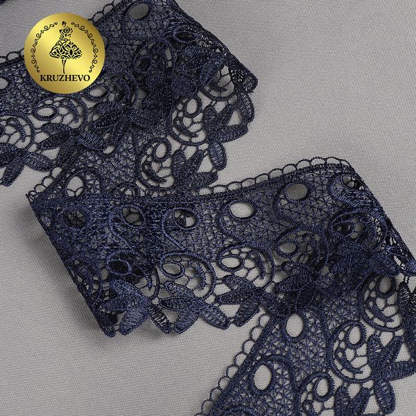 Кружево гипюр (плетёное) 70 мм / 13.71 метров, TBY.1416, цв.F330 темно-синий