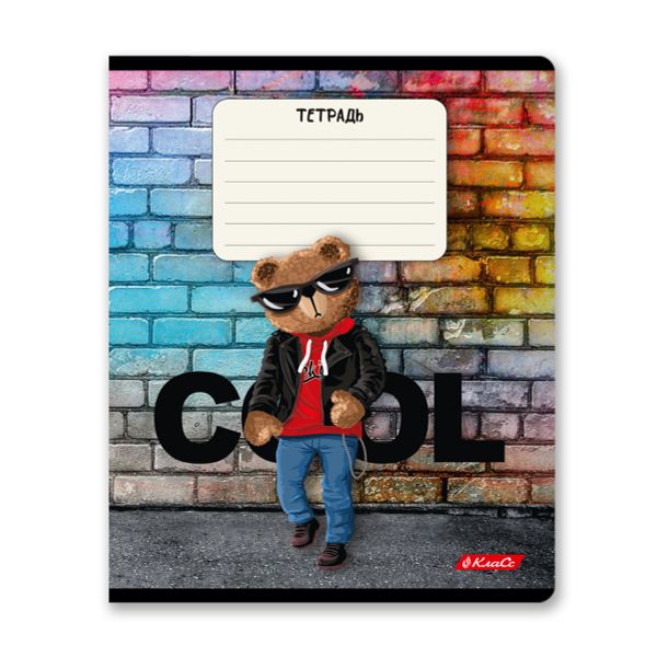 Тетрадь ученическая школьная, выборочный лак, A5+ 18 л. на скобе 65 г/м², белизна 100%, 20 шт, клетка, 000711 Миша хип-хоп, Светоч 18ТЕТк-003