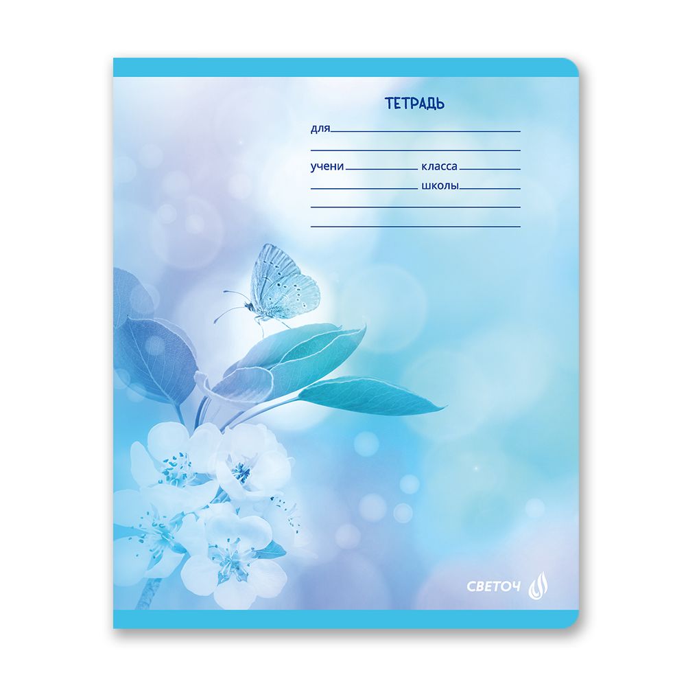 Тетрадь ученическая школьная, A5 12 л. на скобе 65 г/м², белизна 100% 25 шт линия, 01438 Голубая мечта, Светоч Т178