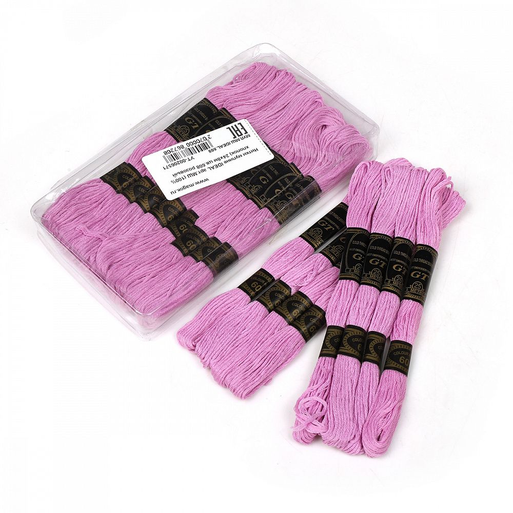 Мулине Ideal, цв.608 розовый, 24 мотка по 8 метров