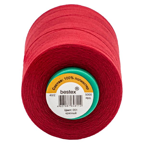 Нитки универсальные Bestex 40/2, 4570 м (5000 ярд) / 1 кат., 051 пуансеттия красная