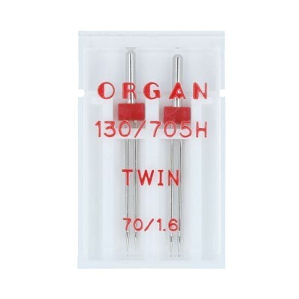 Иглы для швейных машин бытовые универсальные 130/705 H, №70/1.6, двойные, 2 иглы, в пенале 5102041, ORGAN