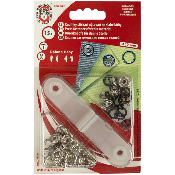 Кнопка рубашечная (джерси) открытая ⌀9.7 мм, 15 шт, 959 черный, (1213-030 №2), KOH-I-NOOR BABY