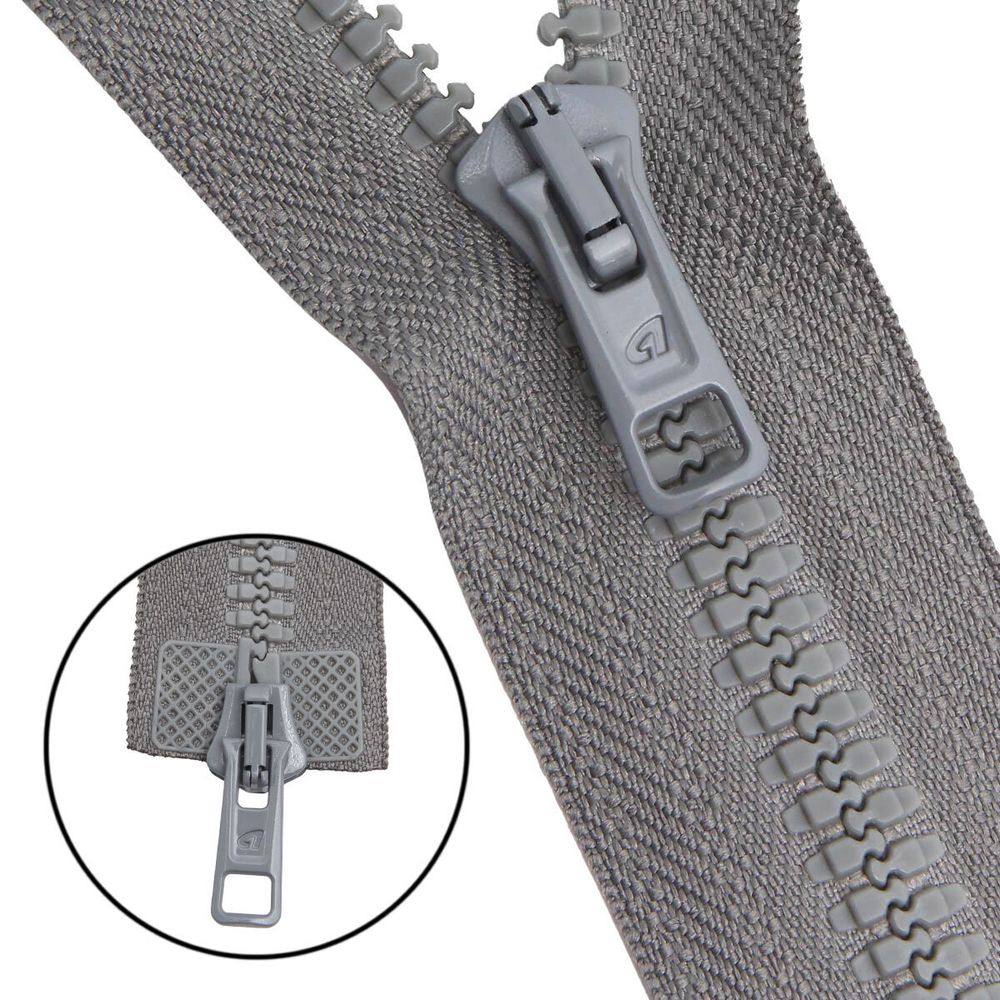 Молния трактор Arta Т6 (6 мм) 2 зам., разъем., 100 см, цв. 074 серый, уп.5 шт