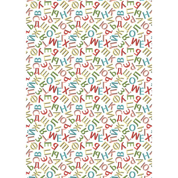 Ткань для пэчворка Peppy Грамотейка, рулон 112 см / 5 метров, ГР-03 алфавит белый, Peppy