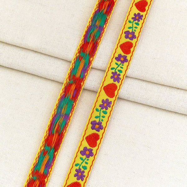 Лента (тесьма) жаккардовая 15.0 мм / 20 метров, TG-5017-15F, желтый/красный, 21112