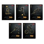 Тетрадь ученическая общая, матовая ламинация + тиснение золотой фольгой, A5+ 48 л. на скобе 65 г/м², белизна 100%, 10 шт, клетка в термоусадочной пленке, 000731 Активный спорт, Светоч 48ТЕТк-008