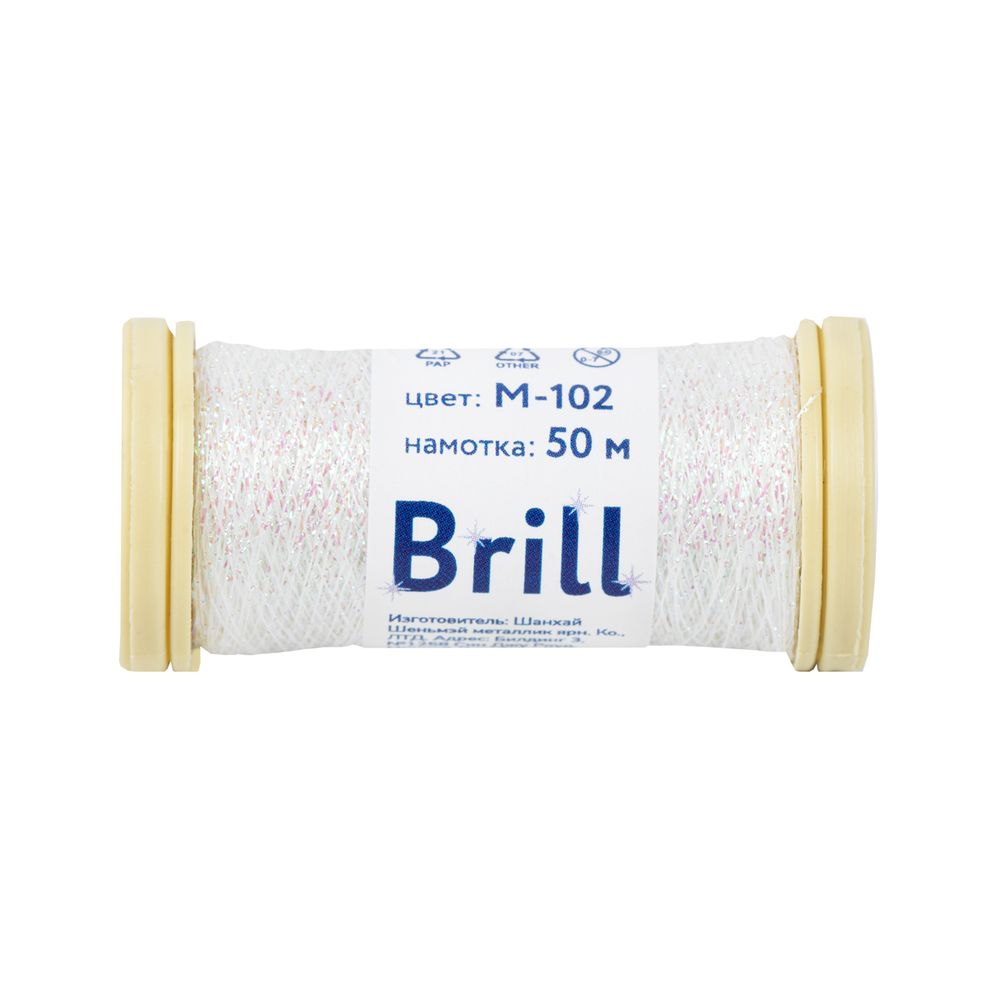 Мулине Gamma металлик M 5 мотков по 50 метров, M-102 белый/опал, Gamma BRILL