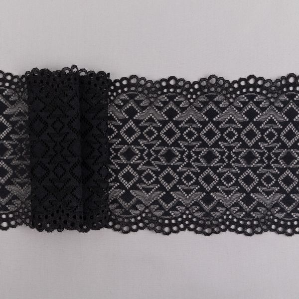 Кружево бельевое эластичное 160 мм / 3±0.2 метра, Турция, черный, Blitz