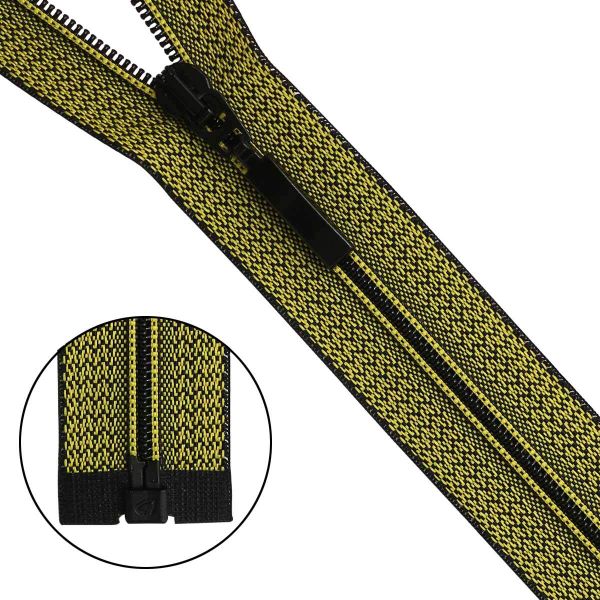 Молния спираль (витая) Arta Т5 (5 мм) 1 зам., разъем., 60 см, тесьма меланж, цв. D504M желто-черный, 1 шт