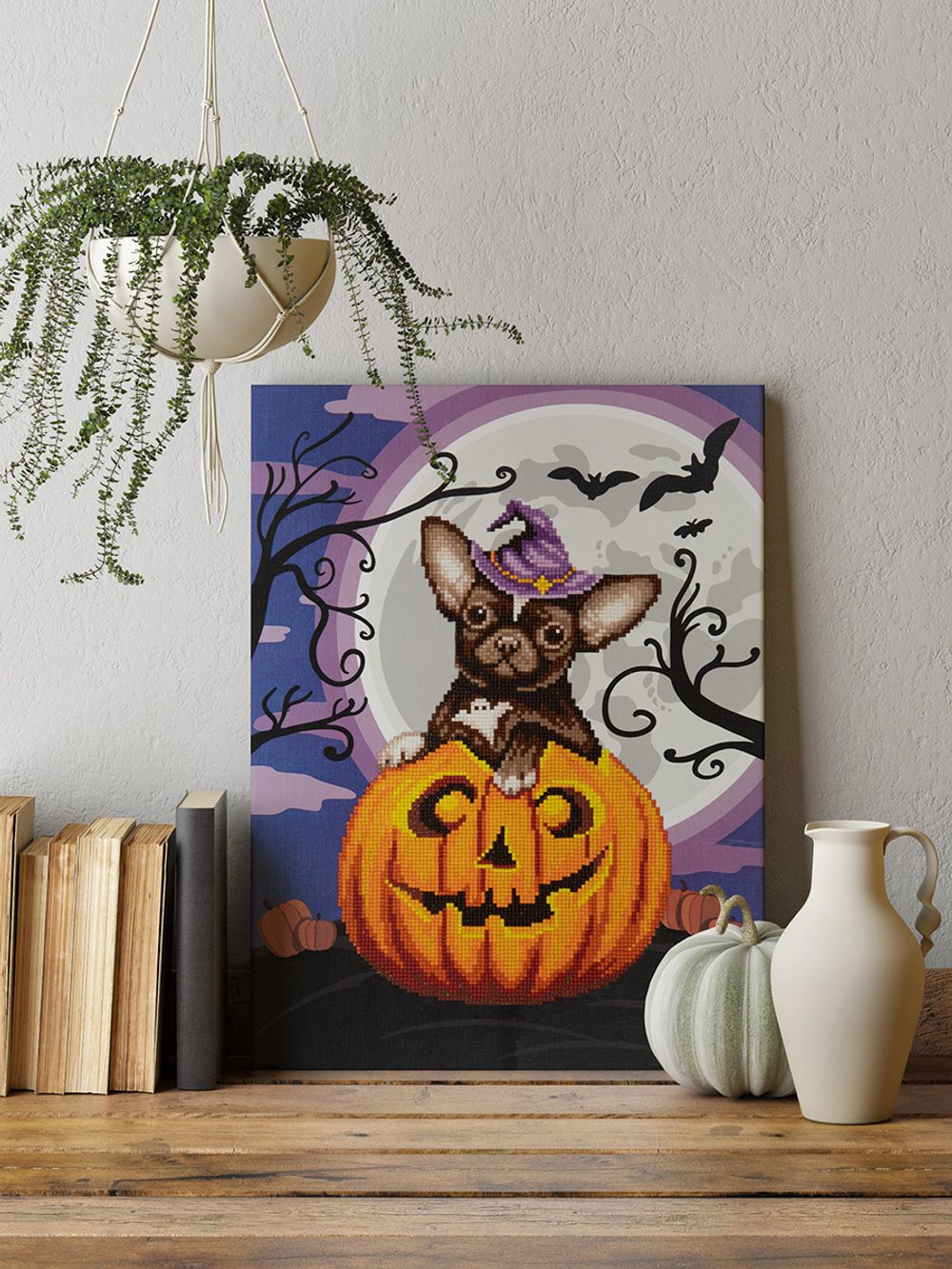 Алмазная (кристальная) мозаика Фрея, постер Чихуахуа в тыкве, 30х40 см