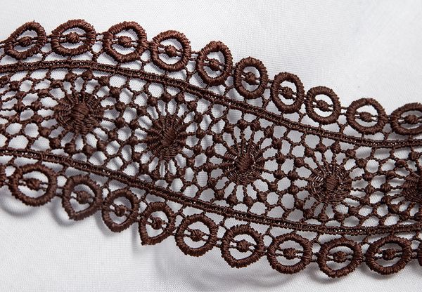 Кружево гипюр (плетёное) 55 мм / 10 м, коричневый, Gamma GGM-5501