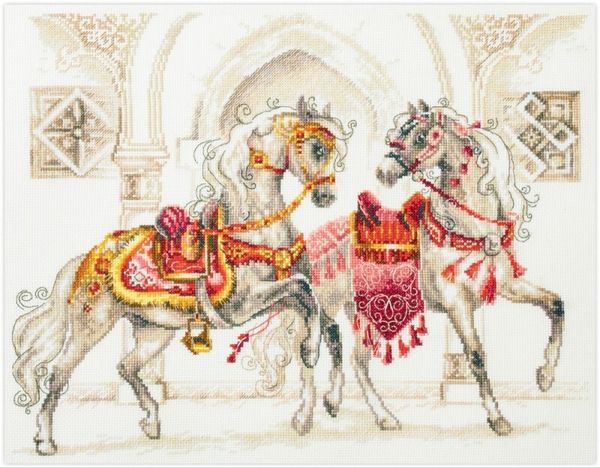 Набор для вышивания нитками Чудесная игла, Королевские скакуны 40х30 см