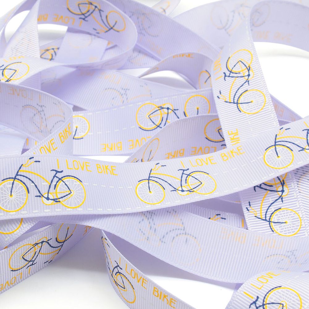 Лента репсовая (в рубчик) PREMIUM Велосипед 22 мм, 22,5м (420 сиреневый)