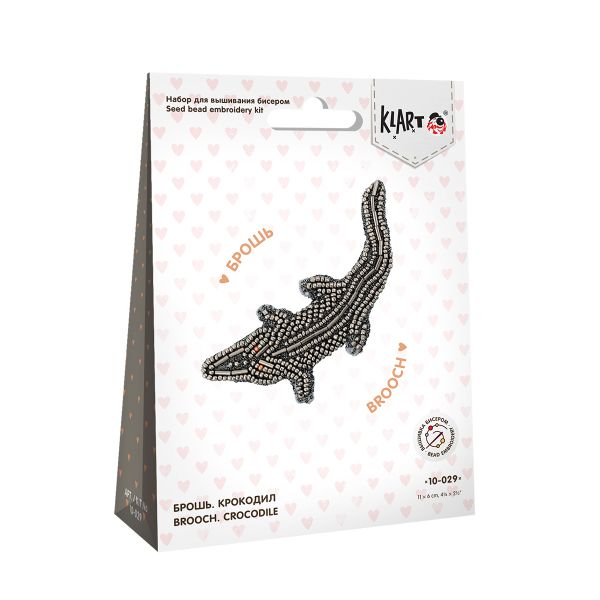Набор для вышивания бисером Klart, Брошь. Крокодил, 11х6 см