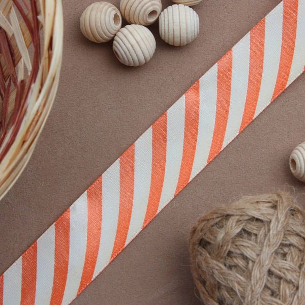 Лента атласная с рисунком 25.0 мм / 3 метра, Диагональ (красный), Globus