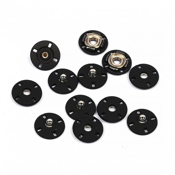 Кнопка пришивная металл ⌀10.0 мм, S0004, цв.черная резина, 20 шт, TBY