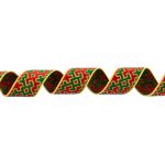 Лента (тесьма) жаккардовая 18.0 мм / 25 метров, Орнамент для северных народов, рис 9692 красный/желтый/зеленый (№1), Gamma С3771