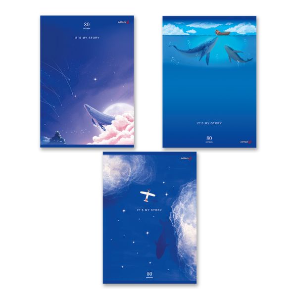 Тетрадь ученическая общая, глянцевая ламинация, A4 80 л. на скобе 65 г/м², белизна 100%, 6 шт, клетка, 000458 Магия ночи, Светоч 80ТСК4_3_2_1