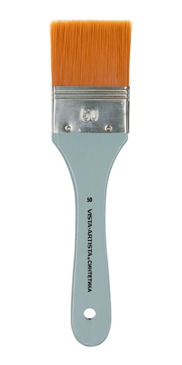 Кисть синтетика №50 флейц, 6 шт, короткая ручка, Vista-Artista 4023F-50