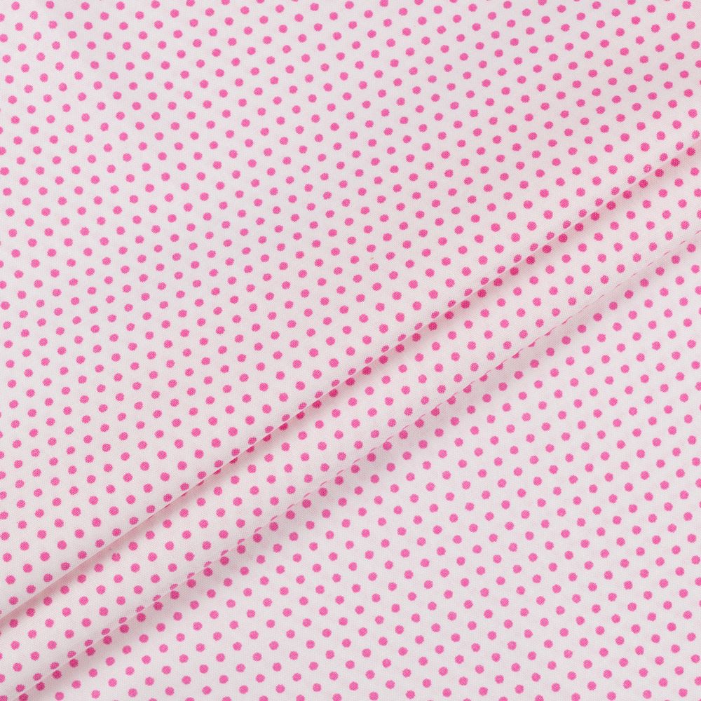 Ткань для пэчворка Peppy Бабушкин сундучок, отрез 50х55 см, 140 г/м², БС-05 кр.горох белый/яр.розовый, Peppy