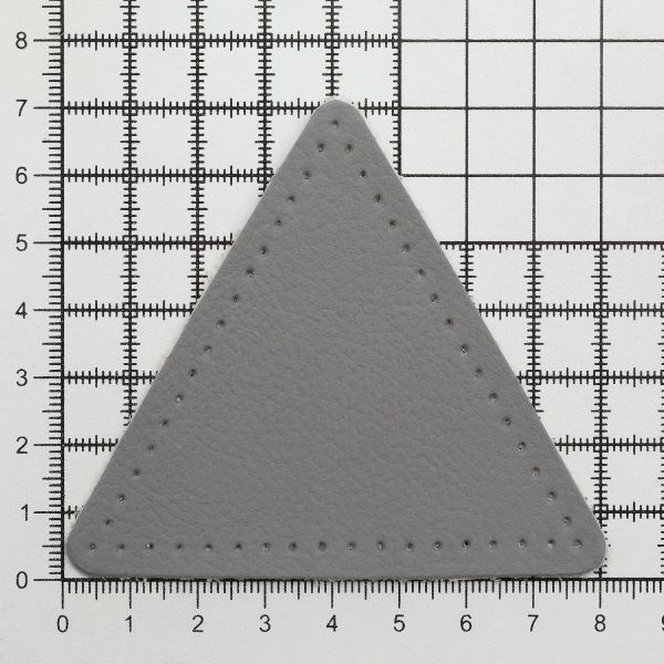 Заплатки пришивные из кожи, треугольник равносторонний 8см с перфорацией, 2 шт, 100% кожа, 07 серый, 9126