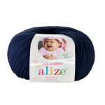 Пряжа Alize (Ализе) Baby Wool / уп.10 мот. по 50 г, 175м, 058 темно-синий A