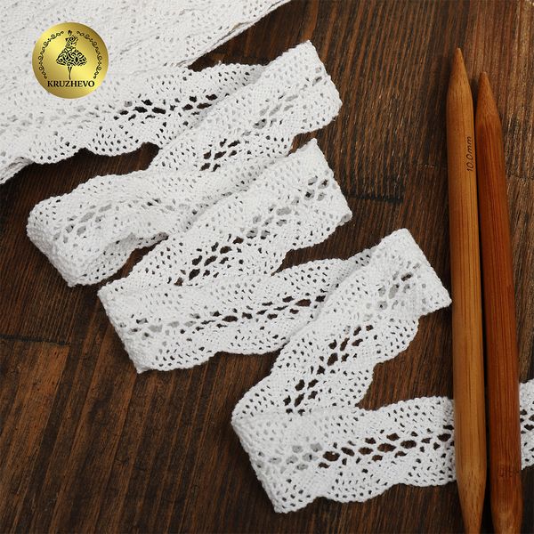 Кружево вязаное (тесьма) 30 мм / 10 метров, 5819 цв.02 белый, Kruzhevo