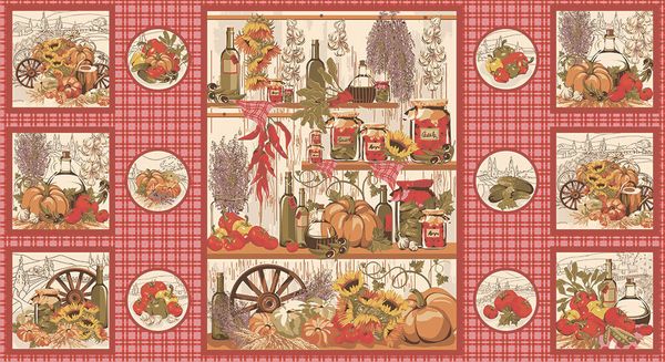 Ткань для пэчворка Peppy Удачный урожай, рулон 112 см / 5 метров, УУ-01 Панель, Peppy