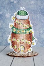 Набор для вышивания нитками МП Студия (Жар-птица), Новогодний мишка 12х8 см