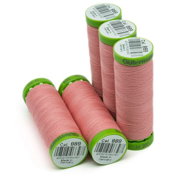 Нитки для тонких тканей Gutermann Extra Fine 150, 200м, 889 нежно-розовый, 5 катушек