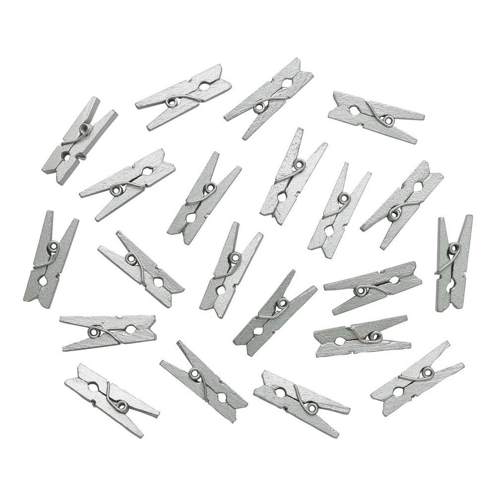 Прищепки цветные 2,5см (серебро), 50 шт