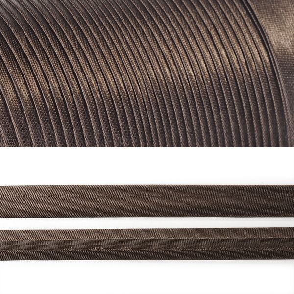 Косая бейка атласная 15 мм / 132±1 метра, BS, 597636, цв.F302 т.коричневый