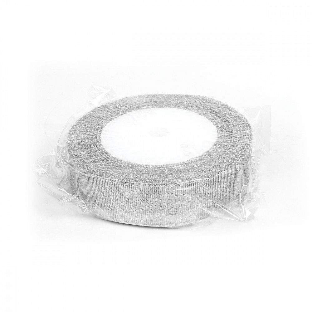 Лента металлизированная 25.0 мм / 22.85±1 метра, цв. серебро, Magic4Hobby