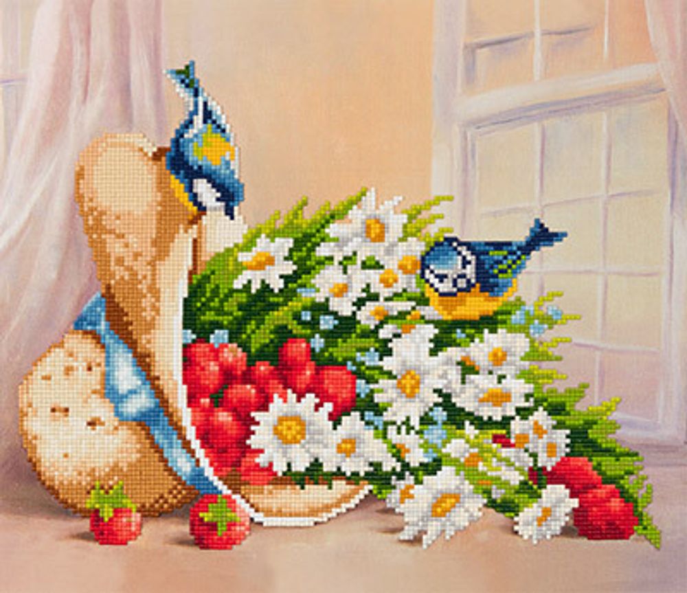 Алмазная (кристальная) мозаика Фрея, Синички, 30х35 см