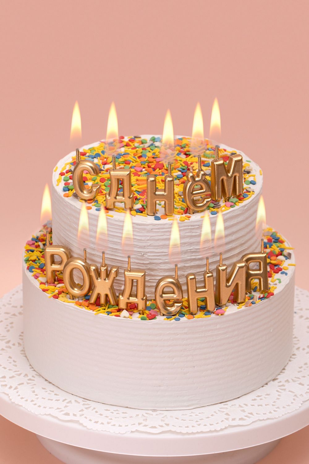 Набор свечей для торта 2.4 г, 12х13 шт, 01_С днем рождения, Boomzee BCD-16