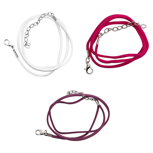 Набор замшевых шнурков для кулонов и подвесок с замком 45см, d-2мм, 3 шт, бело-розовый, Astra&Craft