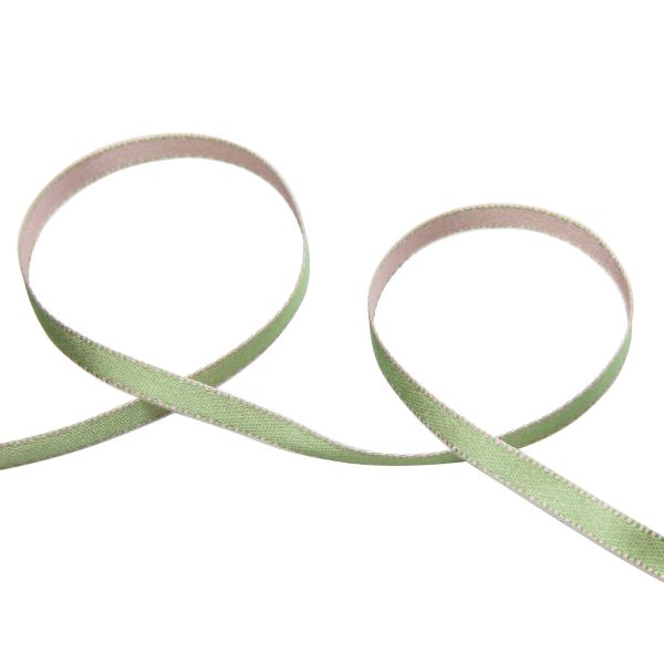 Лента атласная 2-сторонняя 6.0 мм / 22.8±1 метра, 142 бл.салатовый/бл.розовый, Gamma ALD-06