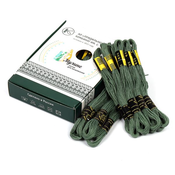 Мулине ПНК им.Кирова цв.3802 хаки, 24 мотка по 8 метров