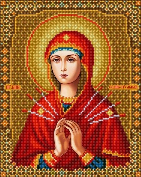 Рисунок для вышивания бисером Конек арт. 9277 Богородица Семистрельная 20х25 см