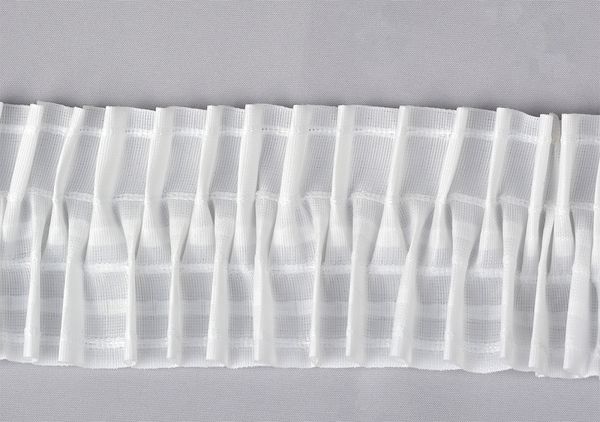 Лента (тесьма) шторная: сборка шахматная (1:3) 100 мм / 50 метров, П-7050К цв.белый