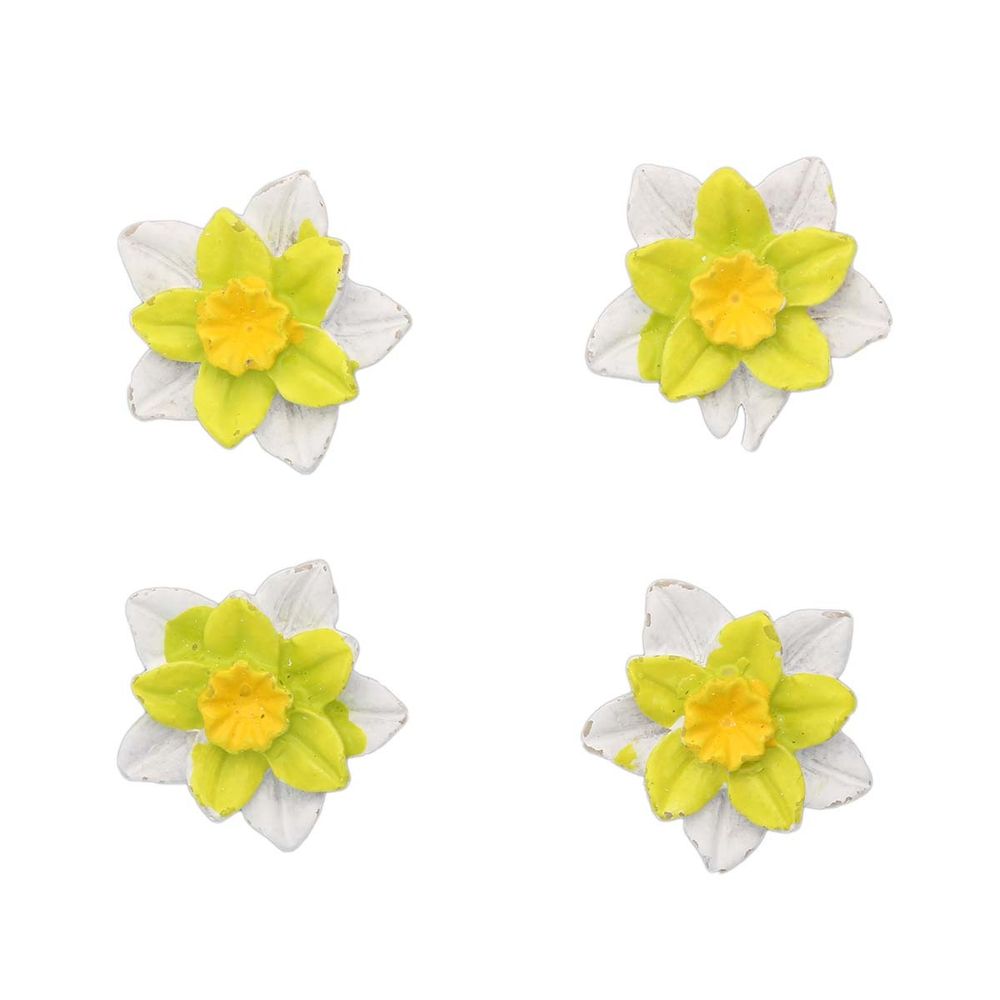 Кабошоны декор подарков, шармы для слаймов Цветок, бело-желтый, 4 шт/упак, LR15-4621