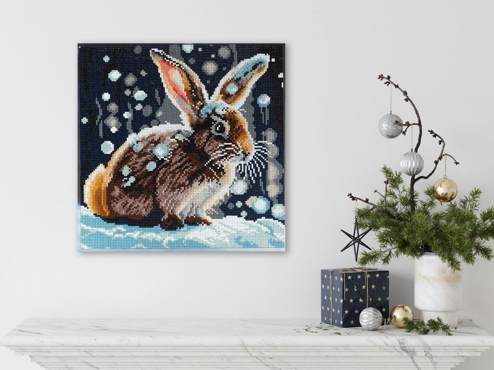 Алмазная (кристальная) мозаика Фрея ALPD-195, на подрамнике Пушистый кролик, 30х30 см