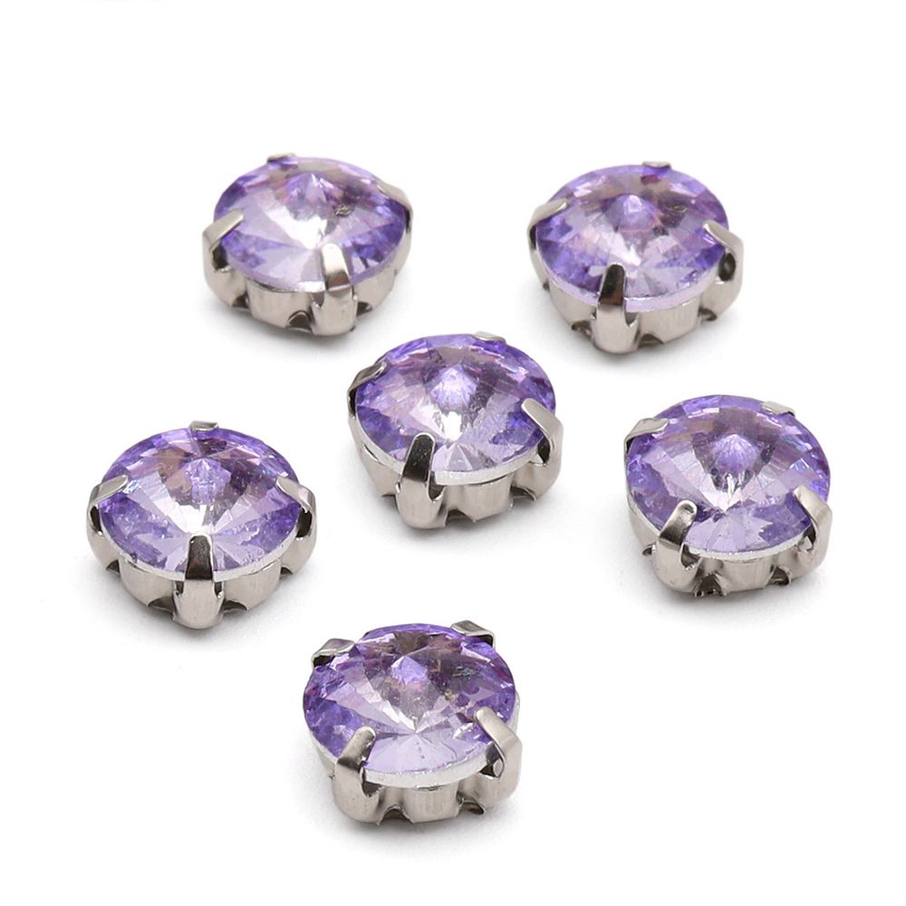 Хрустальные стразы в цапах круглой формы, сиреневый 8 мм, 10 шт. Astra&Craft, РЦ011НН8