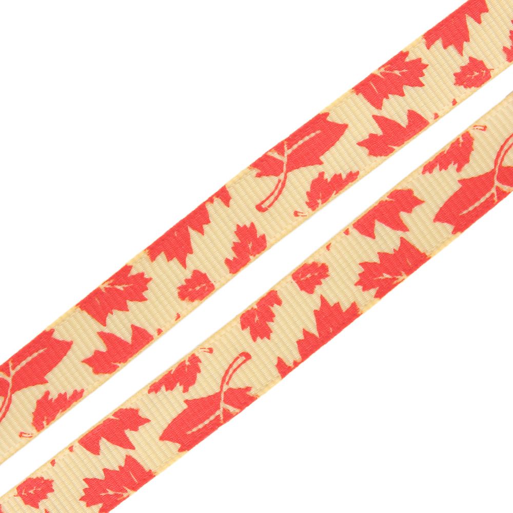 Лента репсовая (в рубчик) Осень, 10 мм, 3м, оранжевый