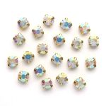 Хрустальные стразы в цапах/золото, 8мм, 20 шт/упак, Astra&Craft (42 прозрачный AB), 4AR167/168